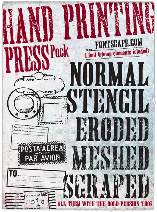 "Hand Printing Press Pack" fonts | Fonts Cafè